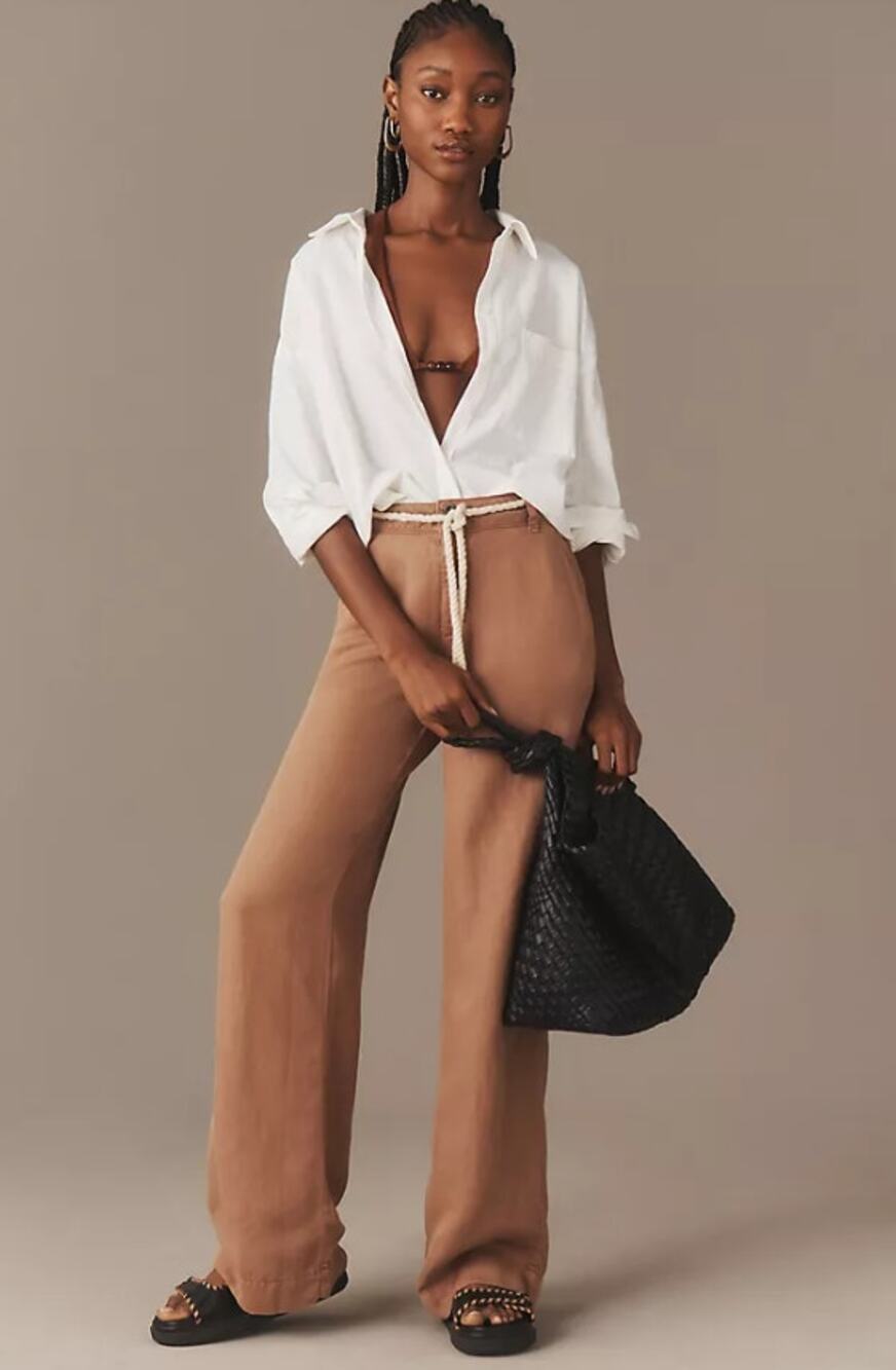New Cloth & Stone Linen High-Waist Wide-Leg Pants - 25 waist